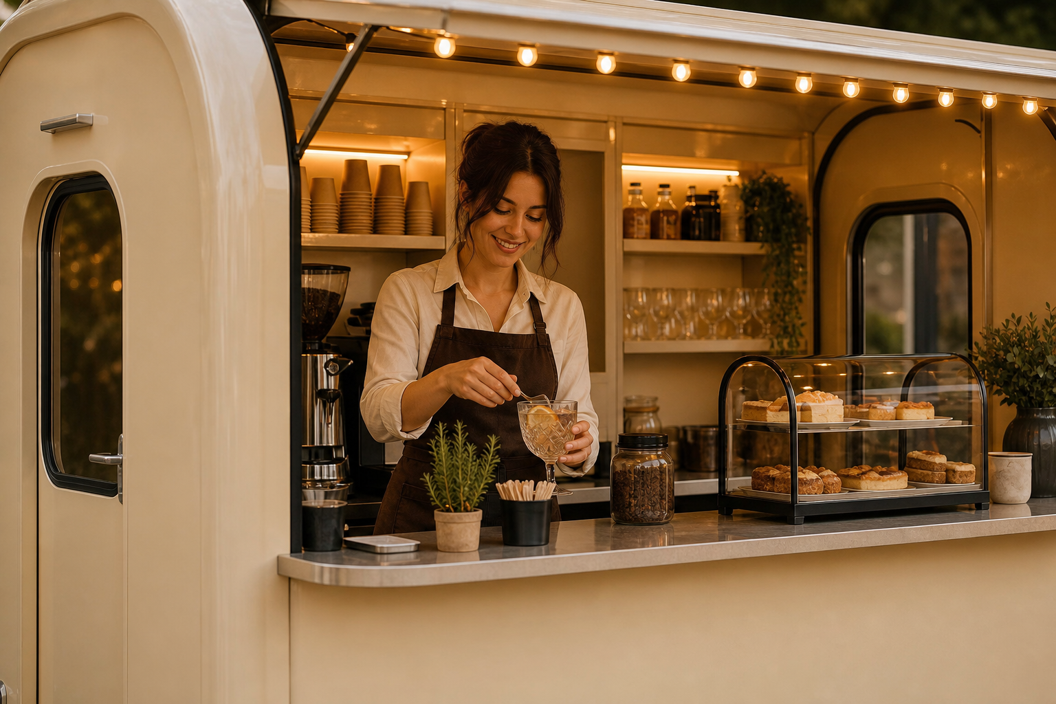 Anna mit dunklen Haaren im KostBar Wagen